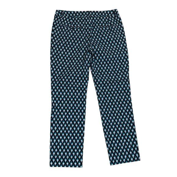 Max Mara Trousers Size 12 Blue Print Papy Cigarette Stretch NEW - Picture 5 of 11
